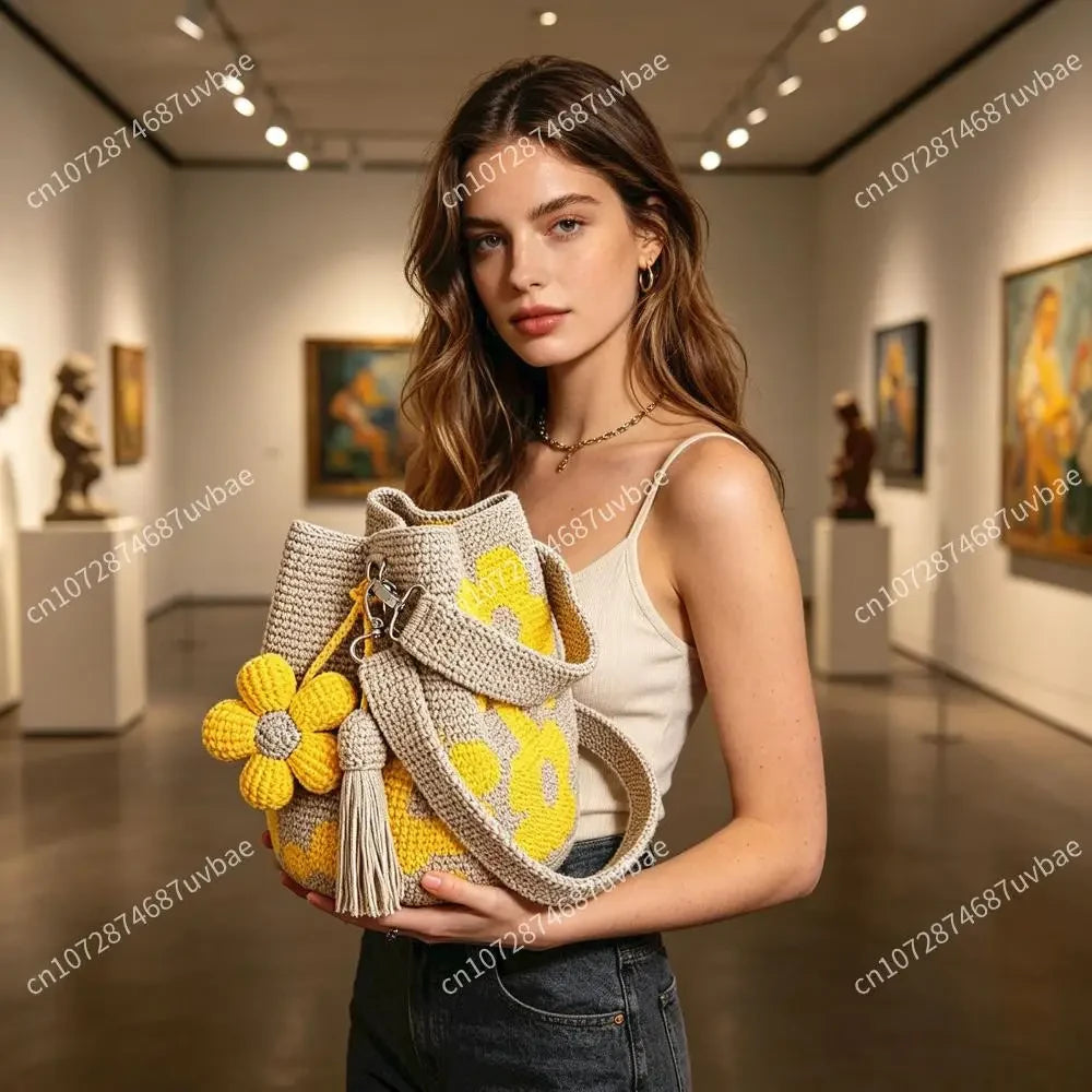 Bohemian Crochet Floral Tote